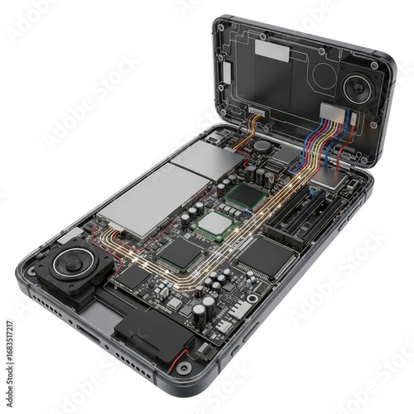 Obraz electronic components and tools on white