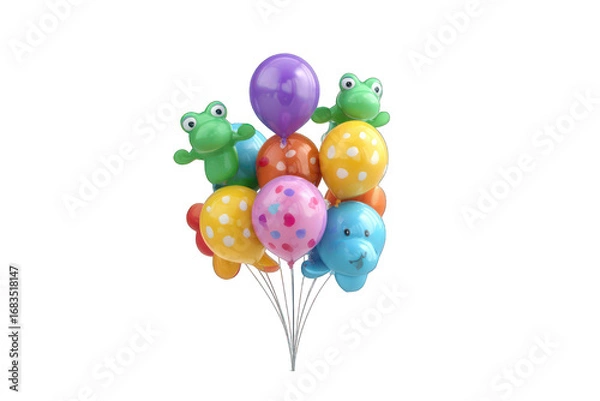 Fototapeta Colorful bunch of balloons with animal figurines