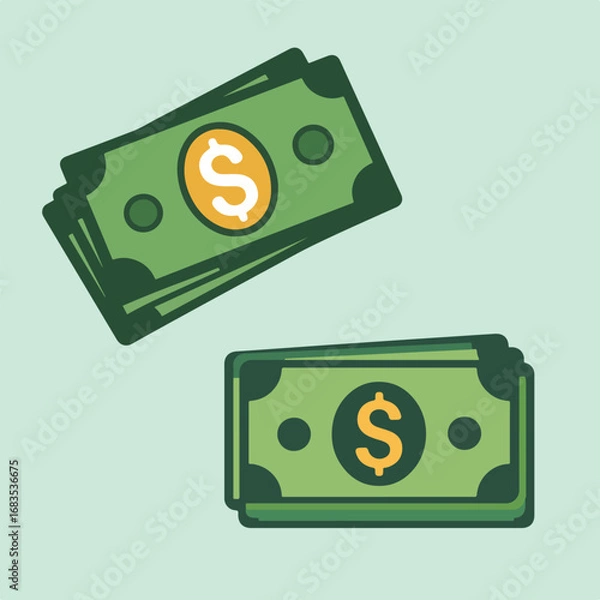 Fototapeta Stack of Dollar Bills Vector Illustration