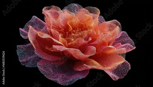 Fototapeta Detailed close-up of a vibrant,  mesh rose