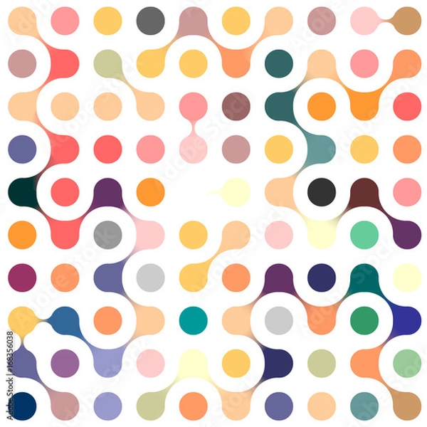 Fototapeta Flat multicolor molecules seamless pattern