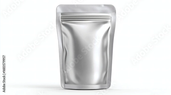 Fototapeta Silver Foil Pouch Packaging Mockup