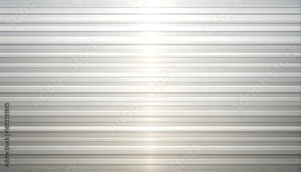 Fototapeta A meticulously detailed, modern, light gray metal surface with horizontal, ribbed lines, exhibiting a subtle, reflective sheen.