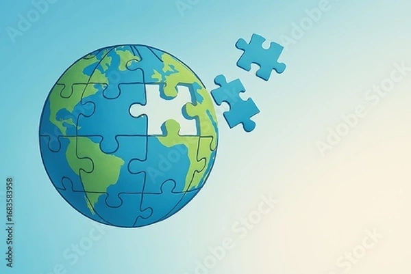 Obraz globe with puzzle
