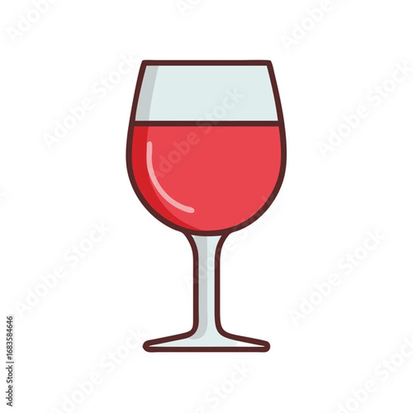 Fototapeta Vector art of a glass of red wine, perfect for a romantic dinner, a celebration, or a relaxing evening at home with a loved one