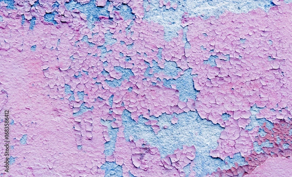 Fototapeta Background with cracks, defects and peeling pink paint