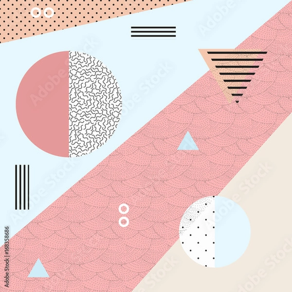 Fototapeta Geometric seamless vector pattern in memphis style