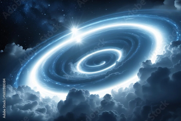 Fototapeta Otherworldly Abstract Space Vortex Artwork with Stars, Clouds, and Bright Light – Mesmerizing Cosmic Swirl in Infinite Universe