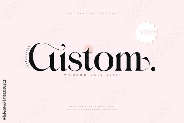 Fototapeta Elegant Font Uppercase Lowercase and Number. Classic Lettering Minimal Fashion Designs. Typography fonts regular decorative vintage concept. vector illustration
