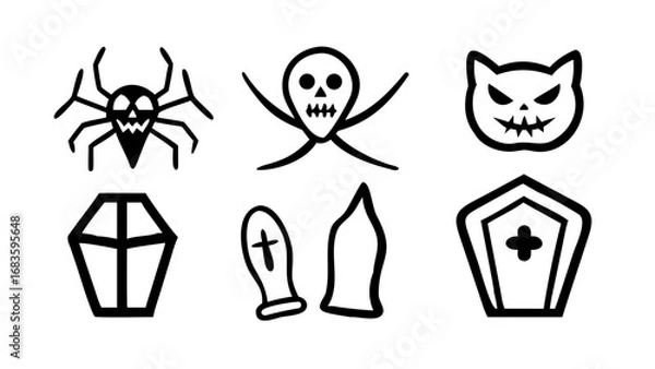 Obraz black and white helloween icons