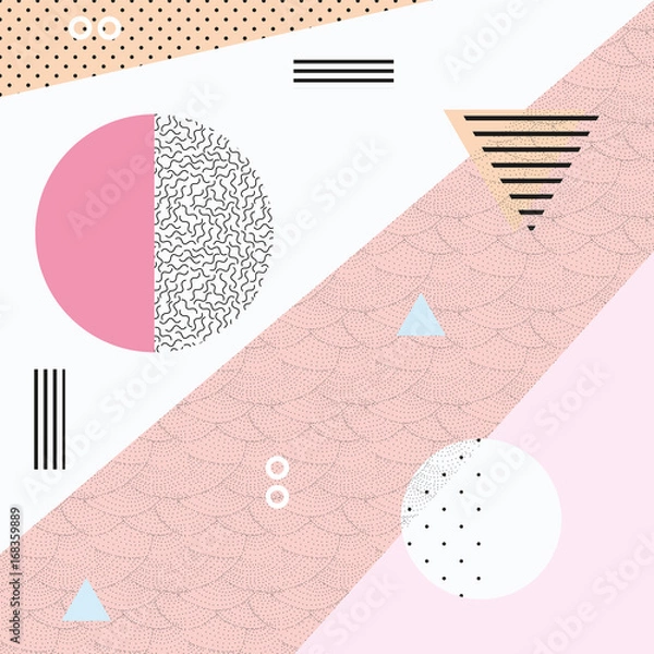 Fototapeta Geometric seamless vector pattern in memphis style