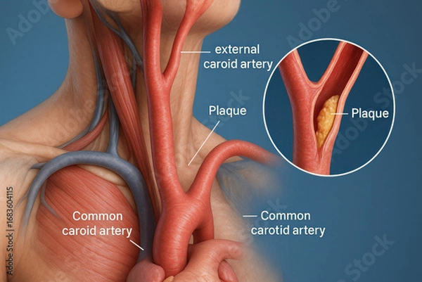 Fototapeta Carotid Artery Plaque Illustration - Medical Diagram of Artery Blockage [Illustration]
