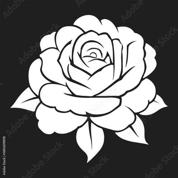 Fototapeta A beautiful vintage black rose vector illustration with delicate floral patterns and ornamental leaves