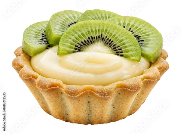 Fototapeta Mini basket with custard and kiwi , isolated on transparent background, png
