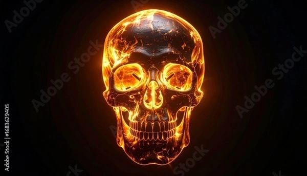 Fototapeta Skull with Flames and Glow