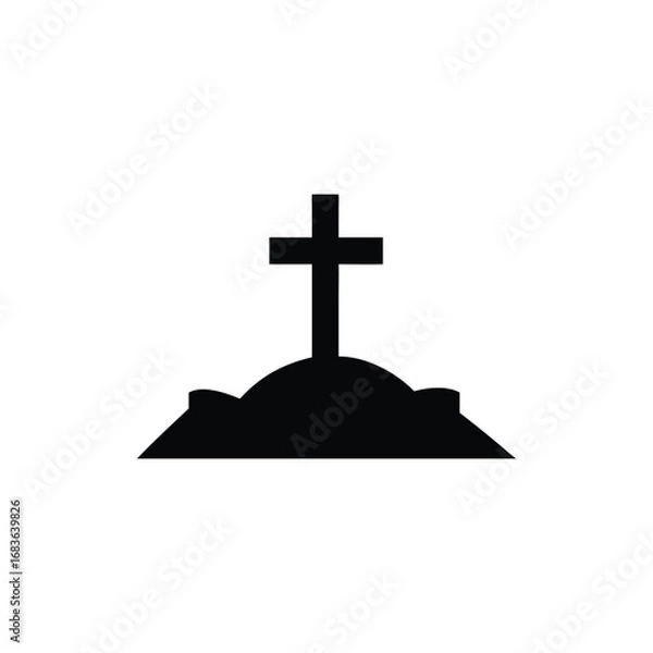 Obraz Silhouette of a grave with a cross