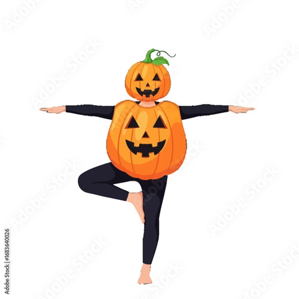 Obraz Pumpkin Character Doing Yoga