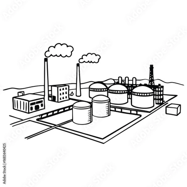 Obraz Of an industrial factory with storage tanks