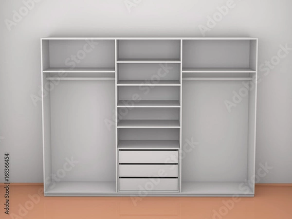Fototapeta the empty wardrobe in the interior. 3D rendering