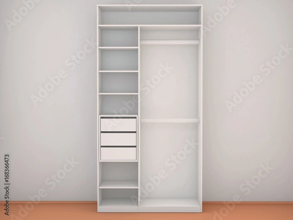 Fototapeta the empty wardrobe in the interior. 3D rendering