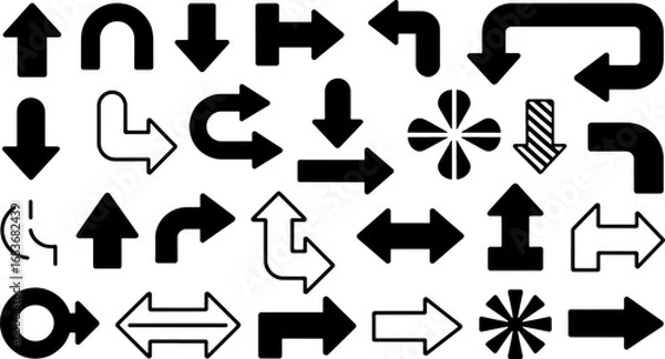 Fototapeta Arrow Icon Set – Vector Arrows, Direction Symbols, Navigation Signs Collection
