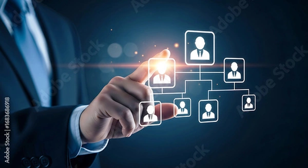 Fototapeta Businessman interacting with digital network of people
