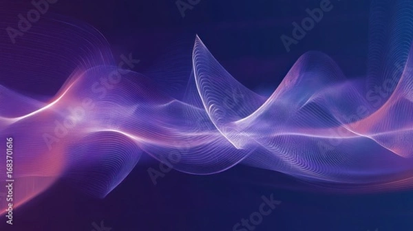 Fototapeta Abstract background with dynamic flowing lines of light in purples and blues