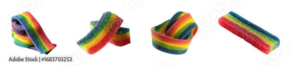 Fototapeta Colorful candy strips candy shop product PNG set, cut out, isolated on transparent background