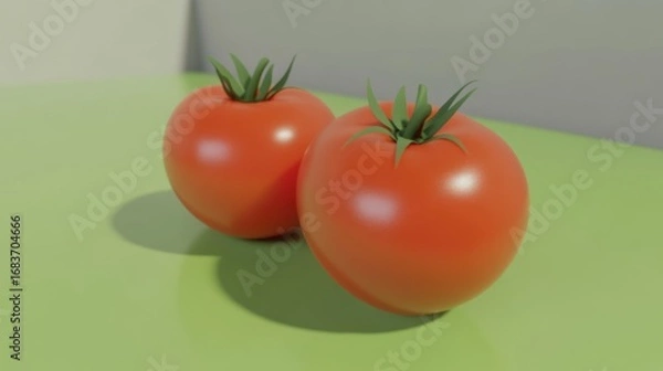 Obraz Vibrant still life of two ripe tomatoes showcasing natural form and organic texture