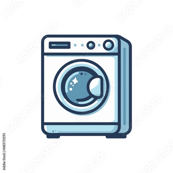 Fototapeta Modern washing machine with a sleek design, positioned against a bright kitchen backdrop