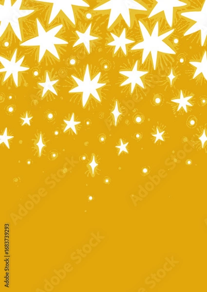Fototapeta Holiday abstract magic vertical vector illustration. Falling stars on golden background. Hand drawn template with place for text. Design for flyer, promotion, advertise, greeting card, invitation