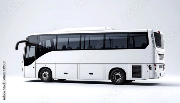 Fototapeta White bus on white background