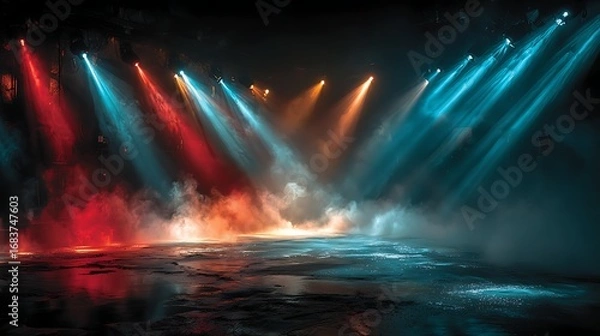 Fototapeta Vibrant beams of light in theater high resolution picture
