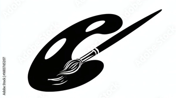 Fototapeta Simple black and white palette and brush