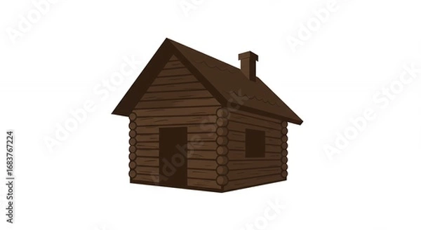 Obraz Dark brown log cabin illustration