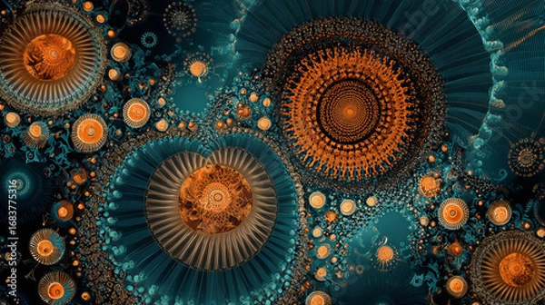 Fototapeta Abstract fractal patterns and shapes. Circles and spirals