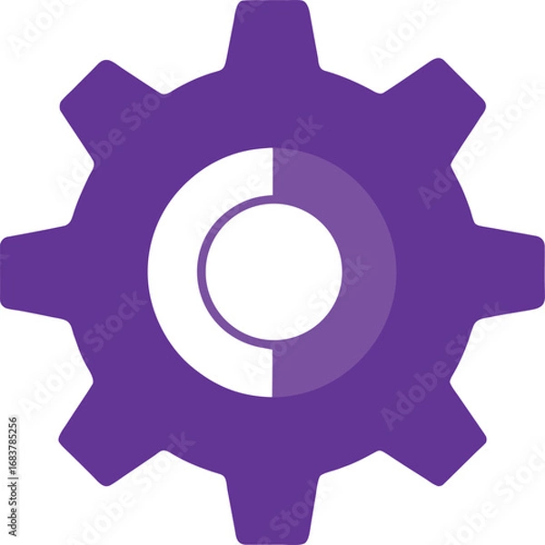 Fototapeta Purple gear with a circular progress indicator