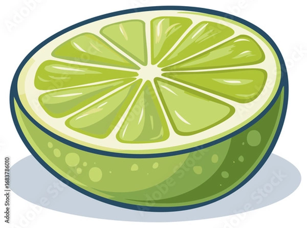Obraz Vibrant juicy lime half slice citrus fruit vector illustration for healthy eating and beverages