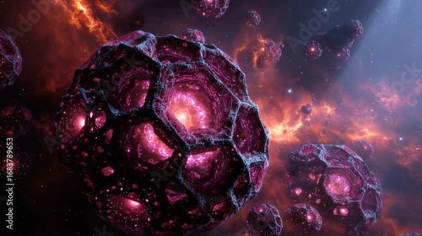 Fototapeta Abstract fractal patterns and shapes. Infinite universe.