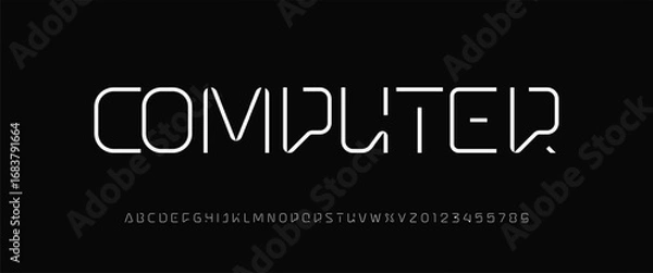 Fototapeta Computer, Abstract technology science alphabet lowercase font. digital space typography vector illustration design
