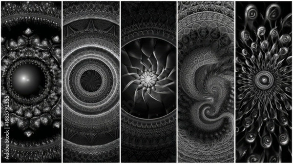 Fototapeta Abstract fractal patterns and shapes. Flowers and spirals