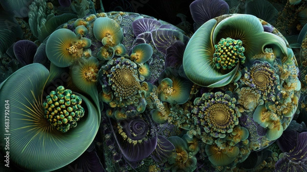 Fototapeta Abstract fractal patterns and shapes. Flowers and spirals