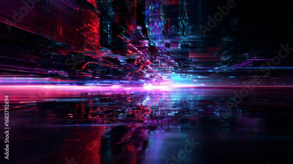 Fototapeta Glitch patterns .Abstract background with TV screen  distortion effect, random horizontal  color lines for design concepts, posters, wallpapers, presentations and prints. 