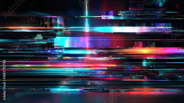 Fototapeta Glitch patterns .Abstract background with TV screen  distortion effect, random horizontal  color lines for design concepts, posters, wallpapers, presentations and prints. 