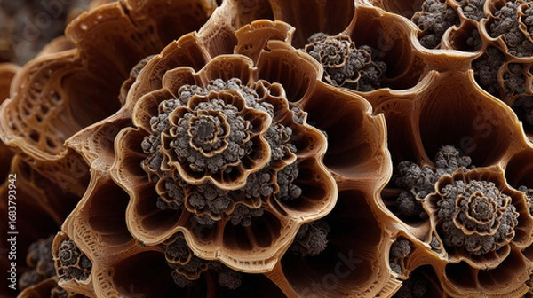 Fototapeta Abstract fractal patterns and shapes. Dynamic flowing natural forms. Flowers and spirals