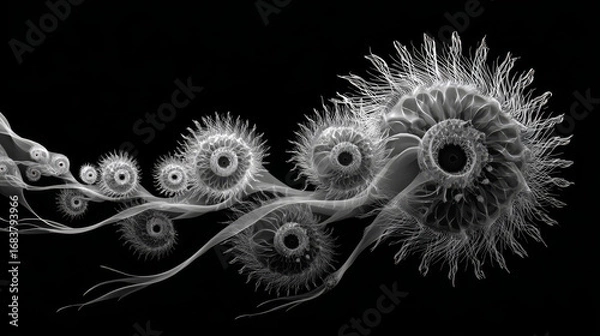 Fototapeta Abstract fractal patterns and shapes. Dynamic flowing natural forms. Flowers and spirals