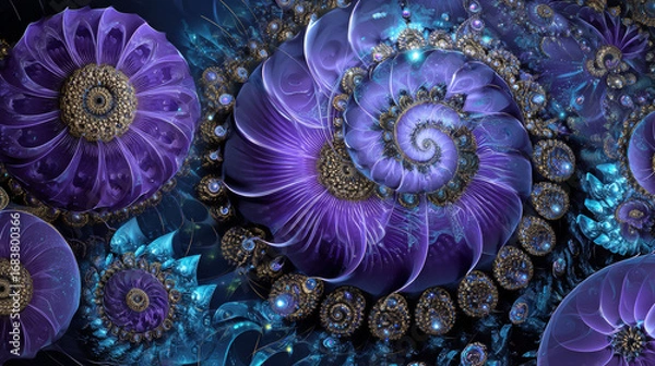 Fototapeta Abstract fractal patterns and shapes. Flowers and spirals