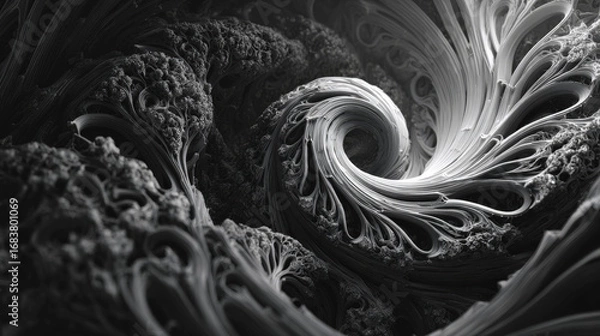 Fototapeta Abstract fractal patterns and shapes. Infinite universe..Mysterious psychedelic relaxation pattern. Dynamic flowing natural forms. Sacred geometry.Mystical spirals.