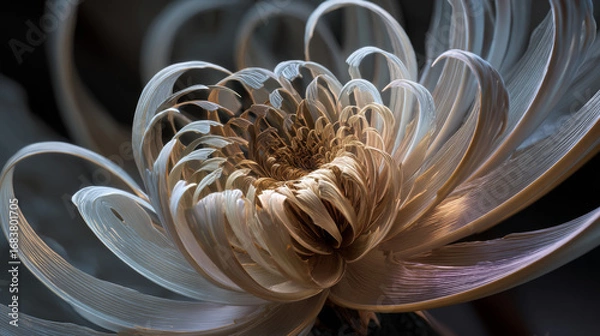 Fototapeta Abstract fractal patterns and shapes. Dynamic flowing natural forms. Flowers and spirals. Mysterious psychedelic relaxation pattern. 