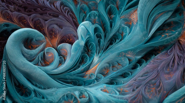 Fototapeta Abstract fractal patterns and shapes. Dynamic flowing natural forms. Flowers and spirals. Mysterious psychedelic relaxation pattern. 
